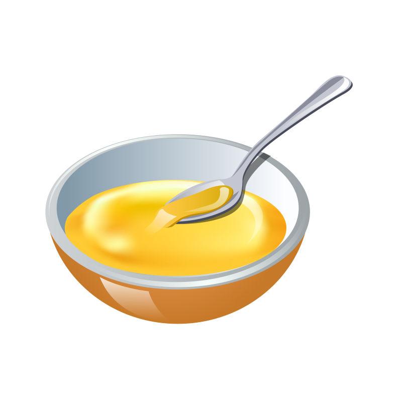 一碗黄色的沙拉酱矢量插图