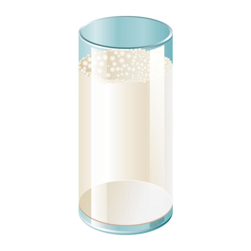玻璃杯装的牛奶玻璃矢量插图