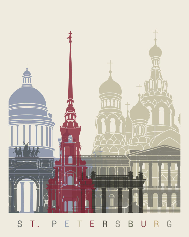 圣彼得堡城市插图矢量设计