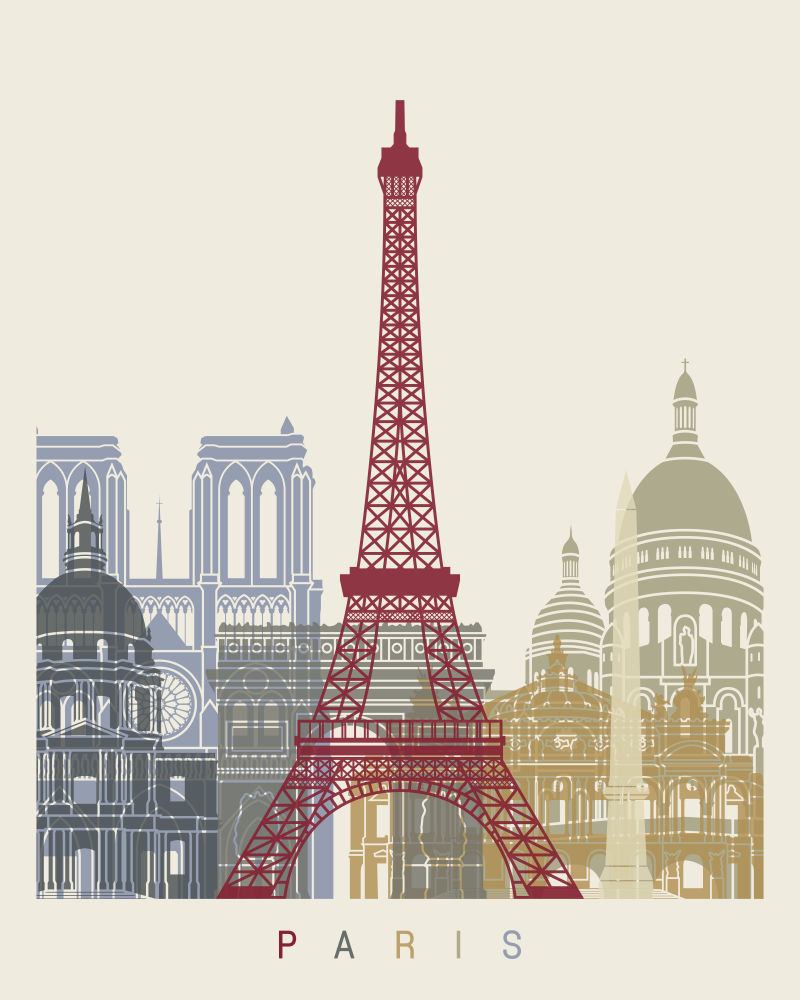 矢量的巴黎铁塔插图