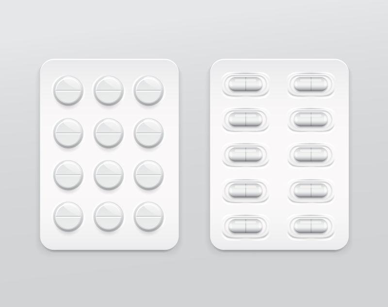矢量胶囊和药丸在泡罩包装
