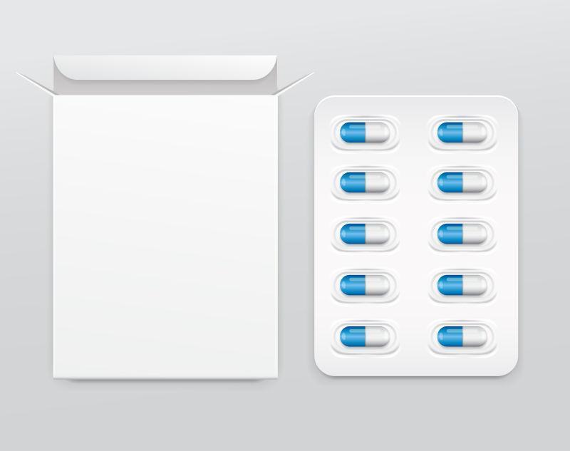 矢量蓝色泡囊包装胶囊