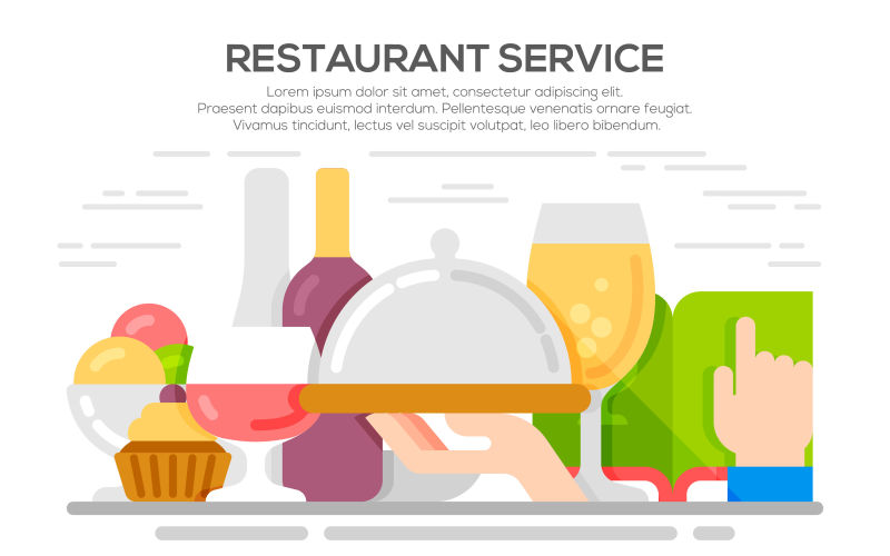 创意矢量餐厅服务主题的平面概念插图