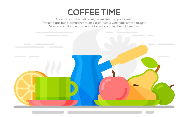 创意矢量咖啡时间的平面插图