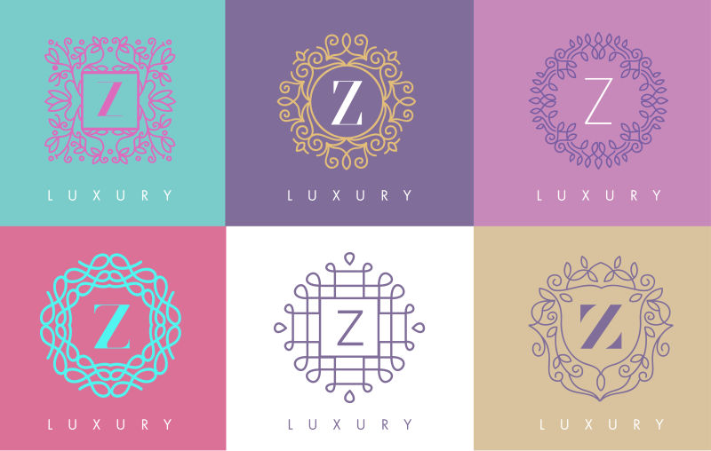 Z字母花卉元素的标志设计矢量