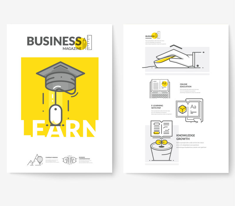 网络教育概念宣传册矢量设计
