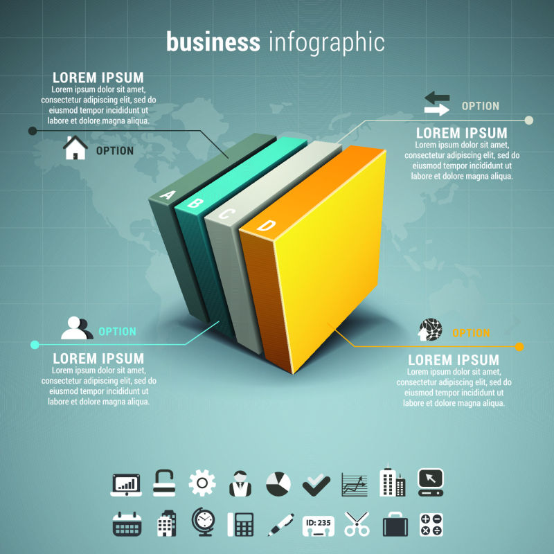 立方体的商业信息图表的矢量