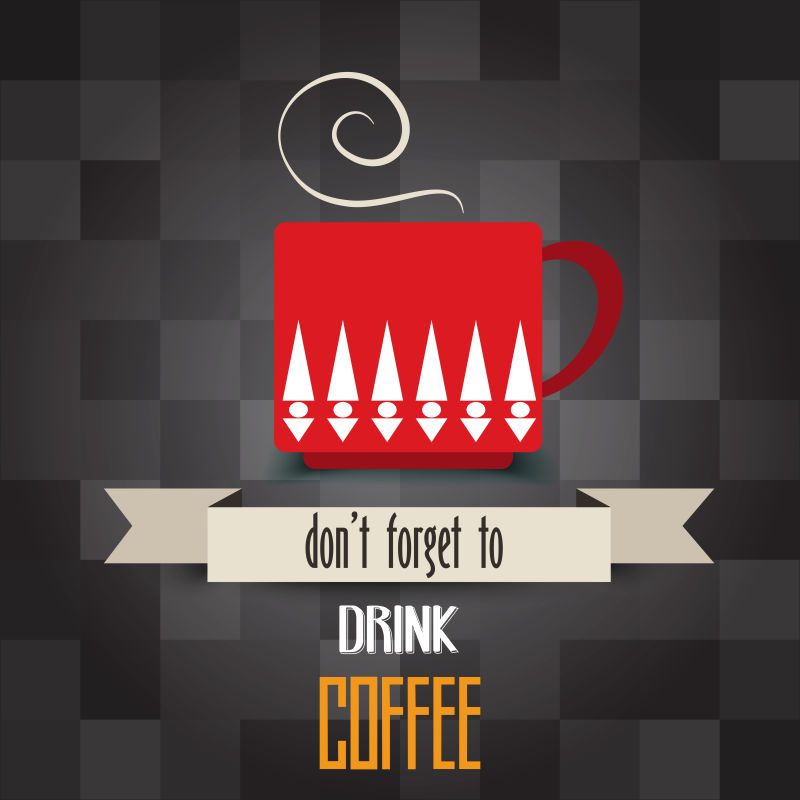红色咖啡杯插图矢量设计