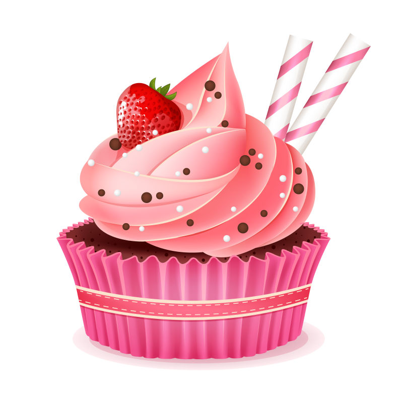 矢量卡通草莓奶油的蛋糕设计