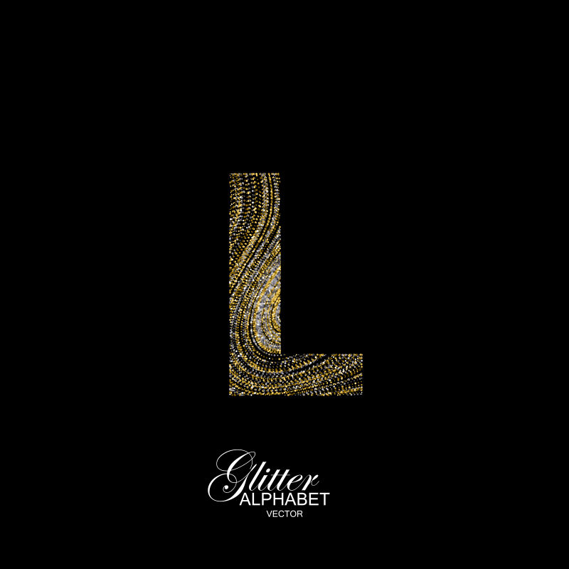 金色英文字母L矢量设计