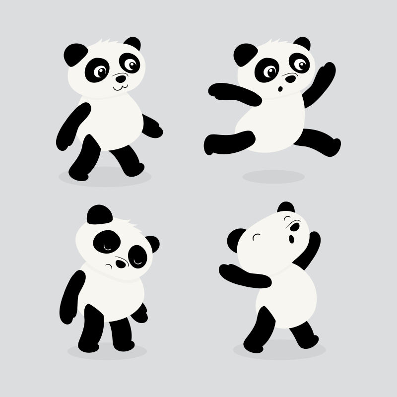 抽象矢量卡通熊猫设计插图