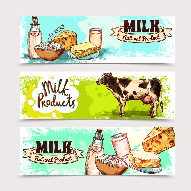 牛奶宣传横幅矢量设计