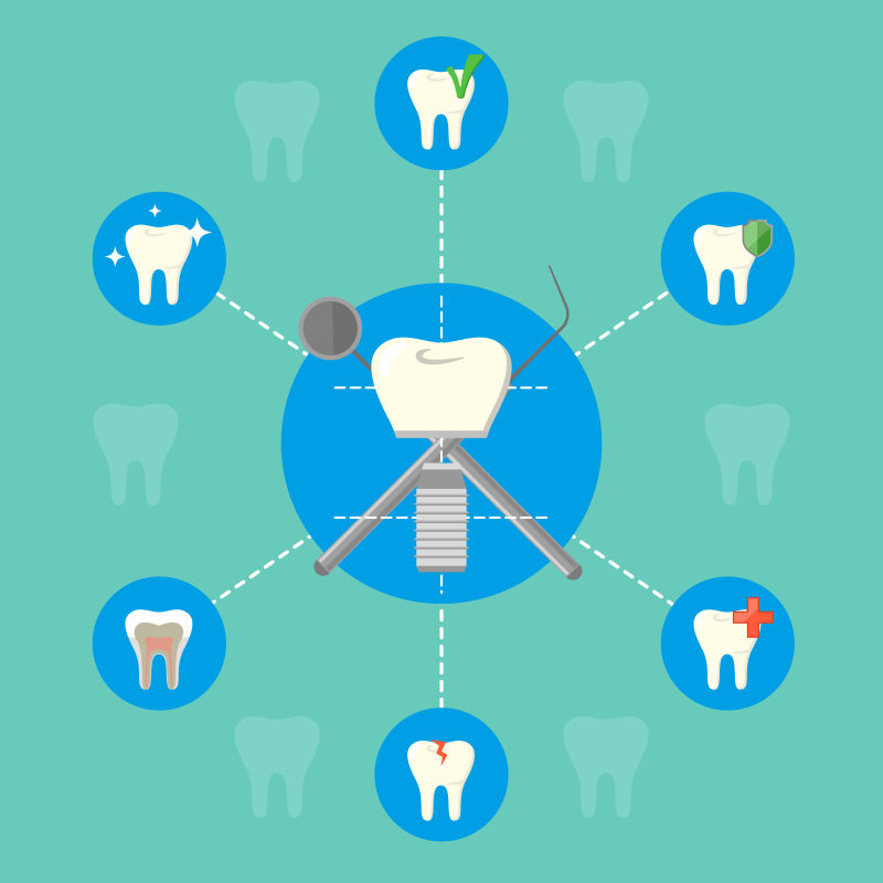 创意矢量牙齿疾病图示插图