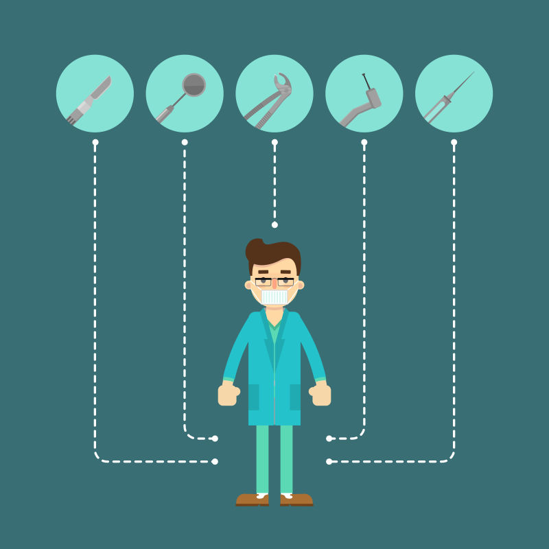 矢量现代专业牙医的信息插图