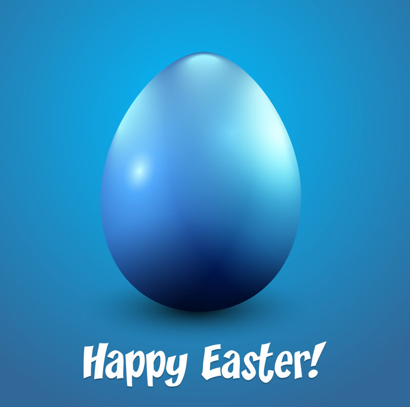 一个蓝色闪闪发光的复活节彩蛋矢量插图
