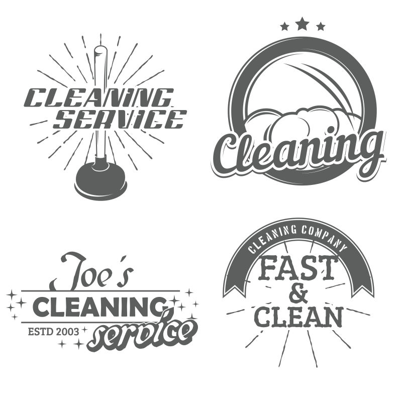 抽象矢量清洁主题的徽章标志设计