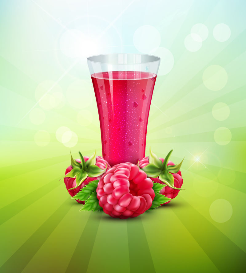 抽象矢量新鲜树莓汁设计