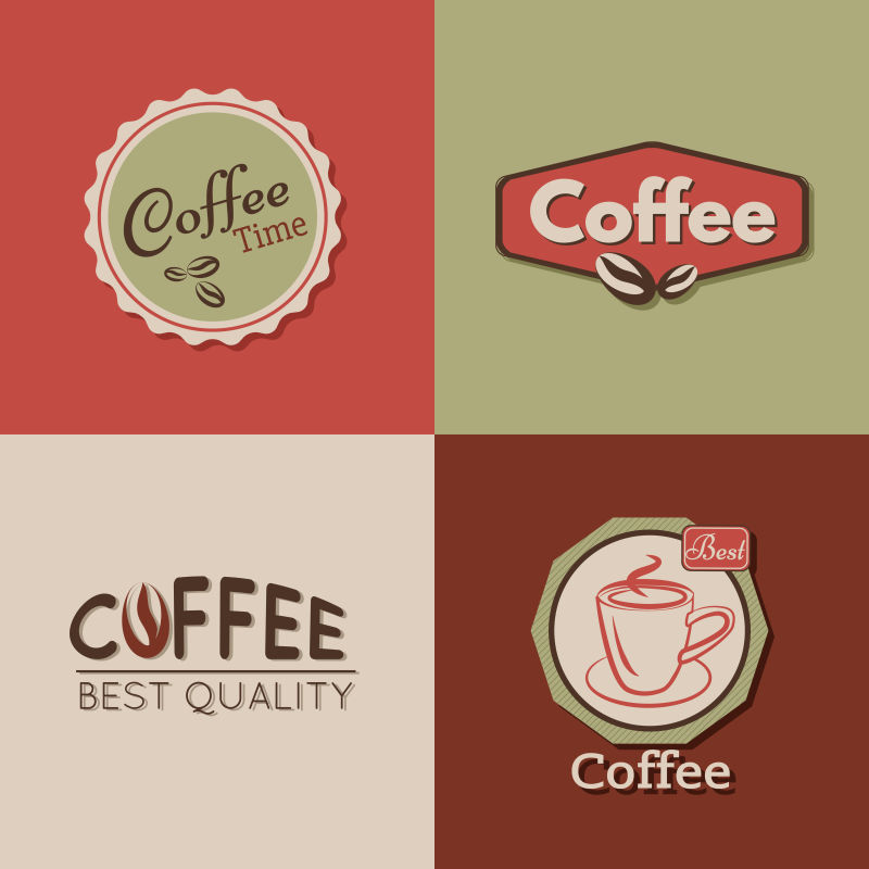 咖啡标签徽章和标志矢量