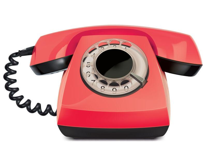 隔离的老式红色电话矢量插图