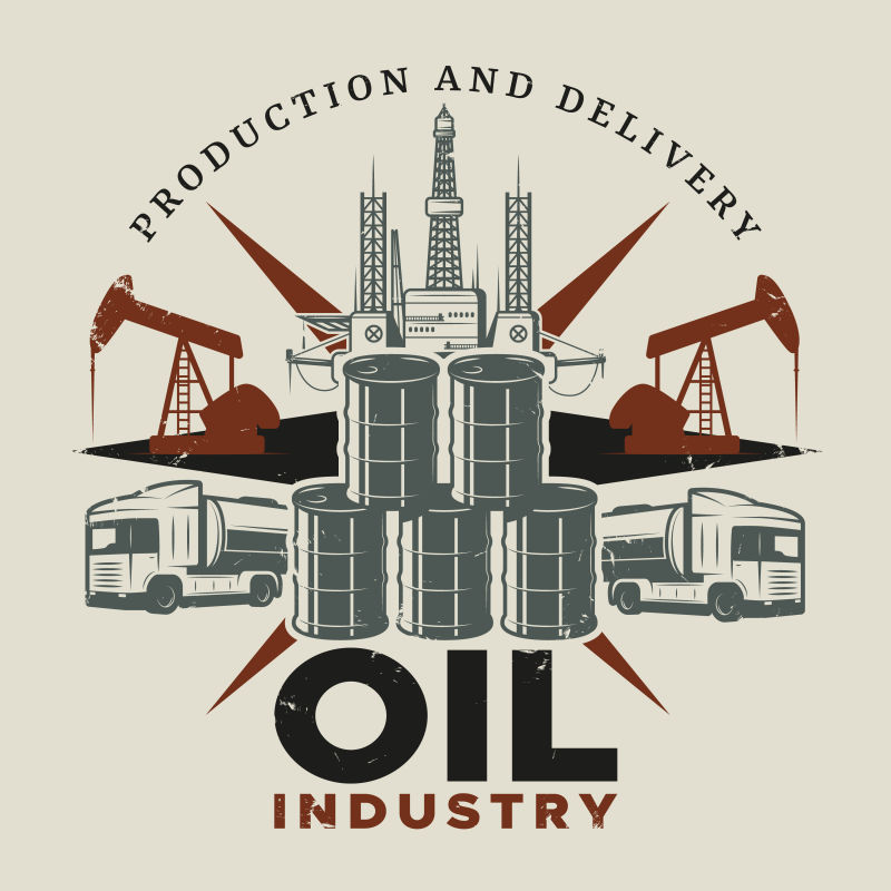 抽象矢量复古石油产业的海报设计