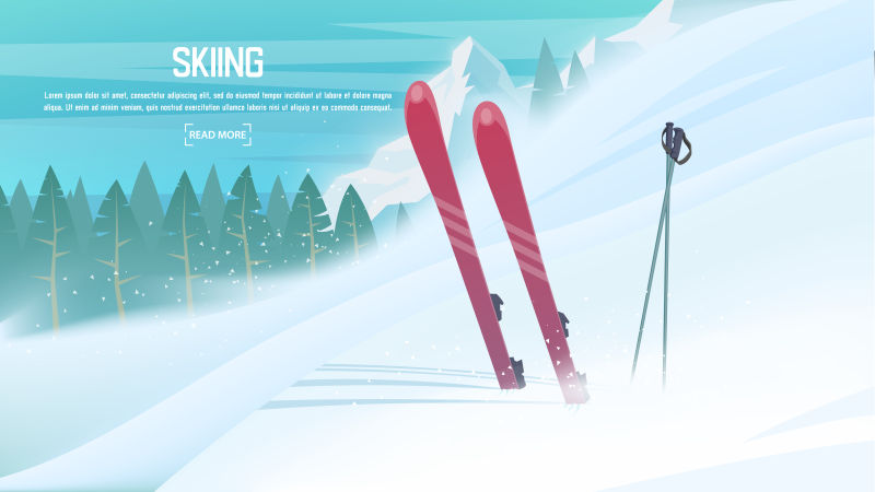抽象矢量滑雪主题的卡通海报设计