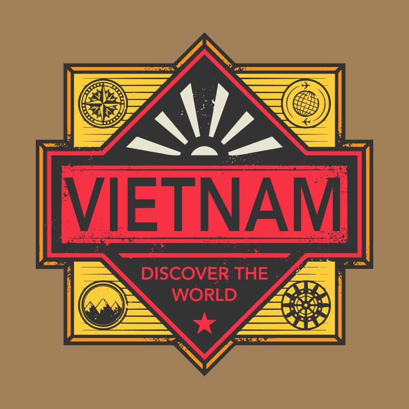 越南古典插图矢量设计