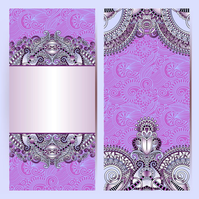 紫色民族花纹卡片矢量设计