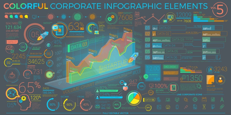 矢量企业信息数据图表设计