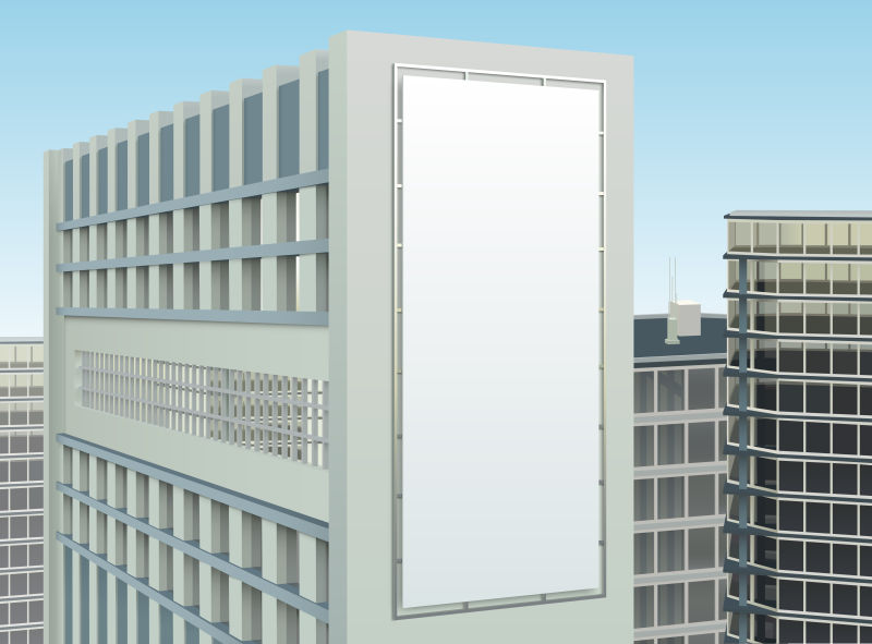 抽象矢量屋外建筑的平面插图