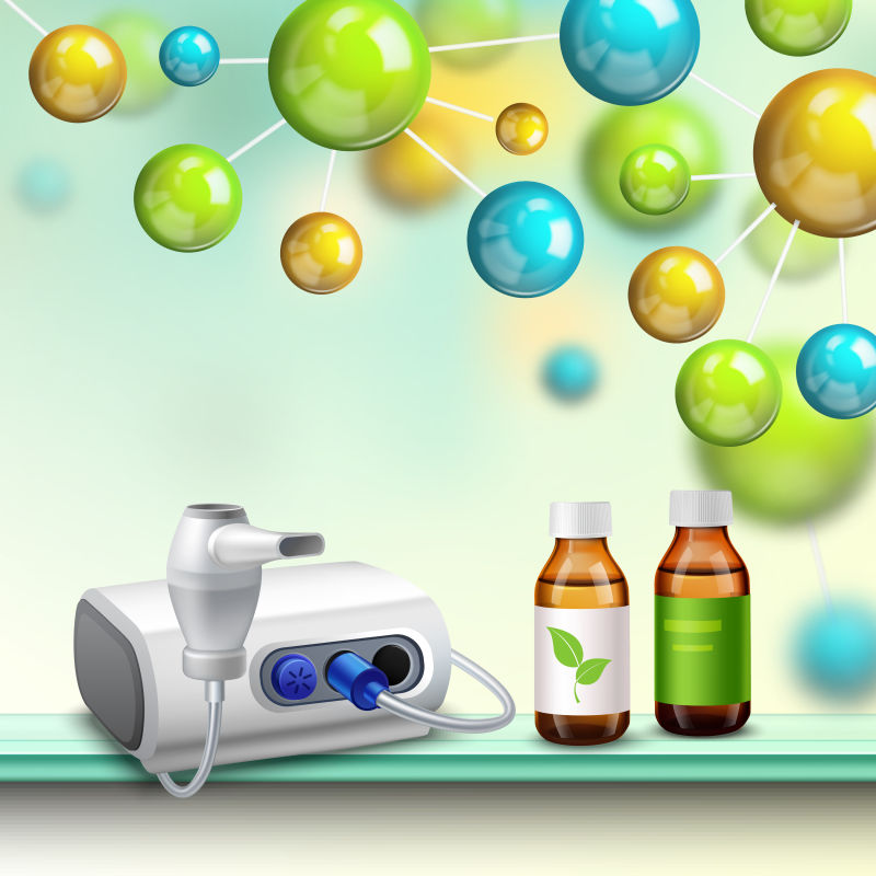 创意矢量分子健康元素的平面设计插图