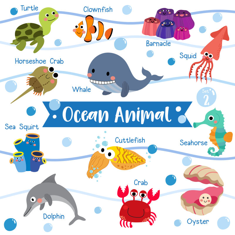 海洋动物卡通小丑鱼矢量