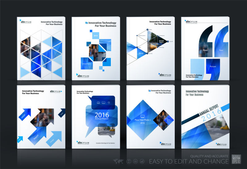 抽象矢量蓝色现代商业几何元素宣传册