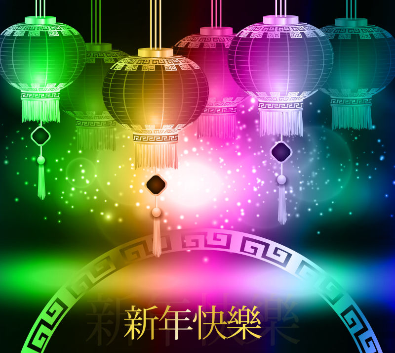 矢量中国传统灯笼新年背景
