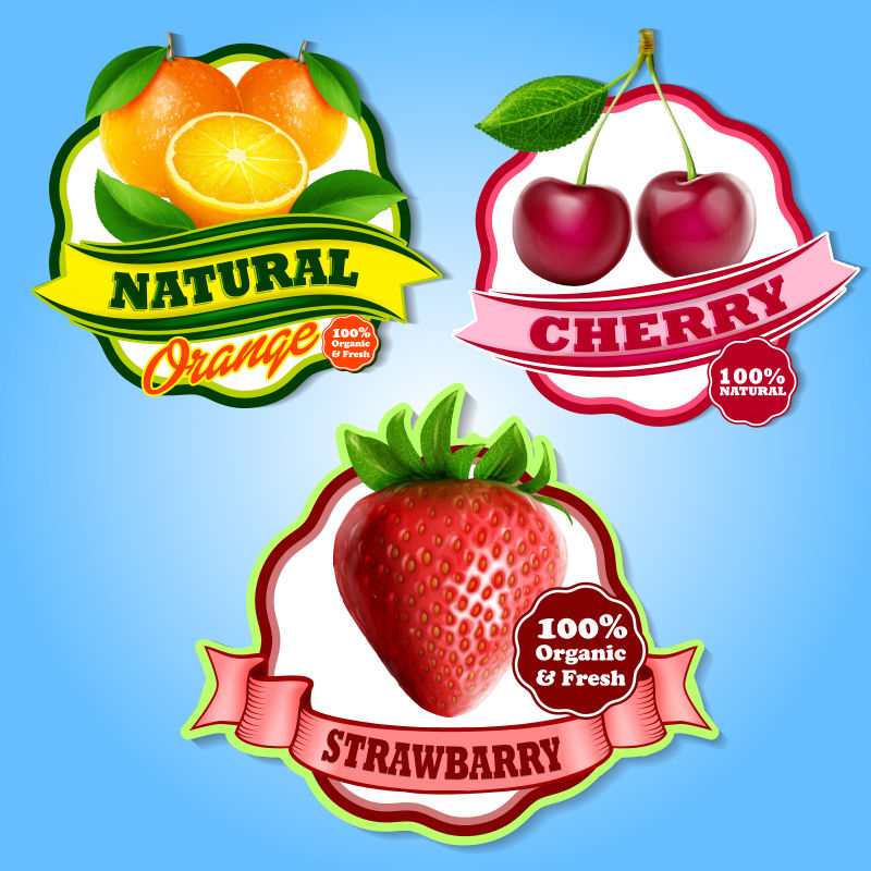 矢量创意水果元素的标签设计