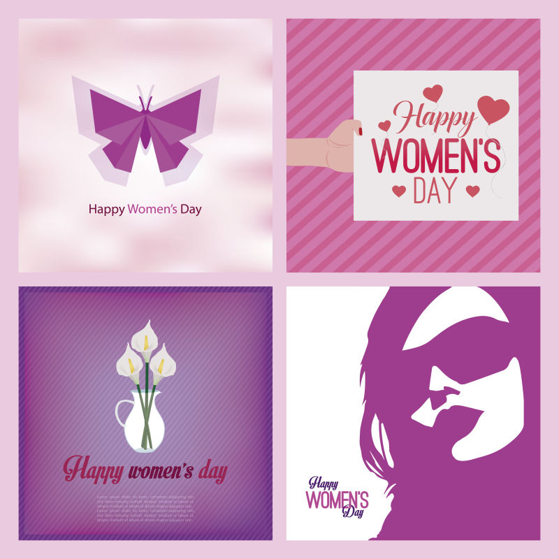 国际劳动妇女节粉色贺卡矢量设计
