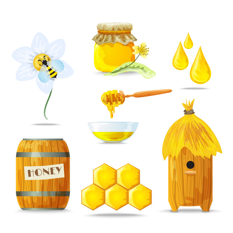 蜂蜜糖美味健康食品矢量插图