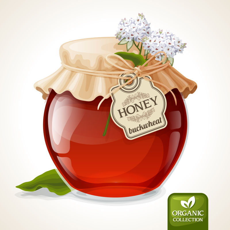 天然甜酸有机荞麦蜂蜜矢量插图
