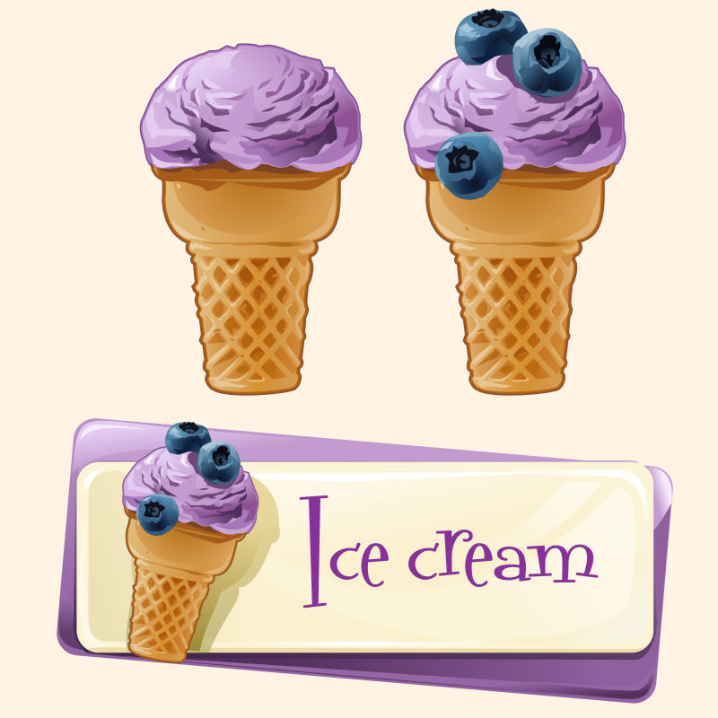 蓝莓冰淇淋插图矢量设计
