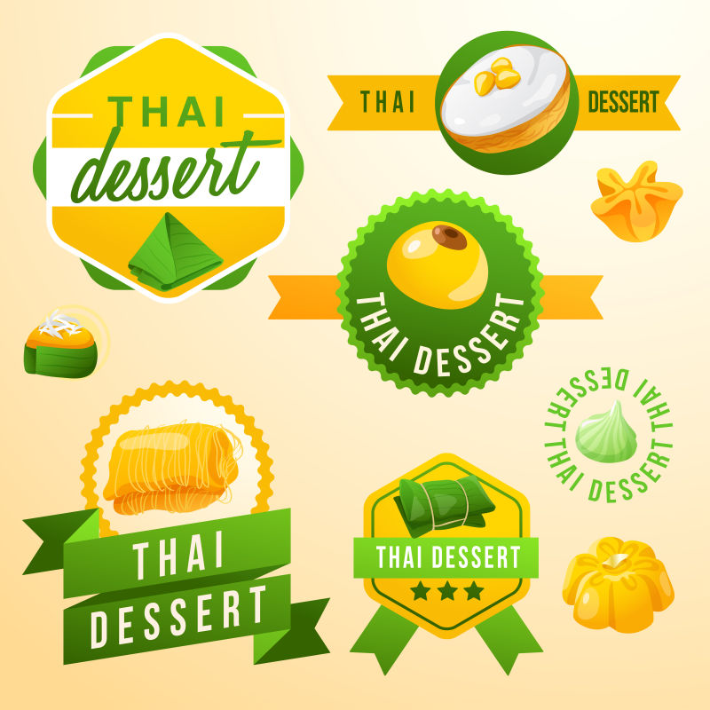 创意矢量泰国甜点的标签设计