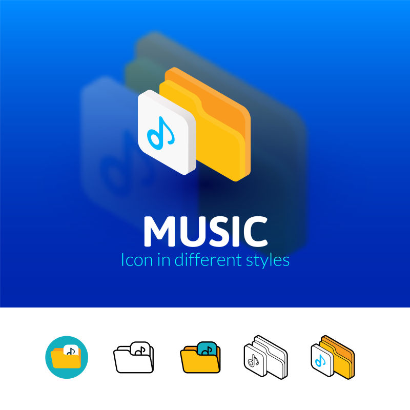 不同风格的音乐矢量图标