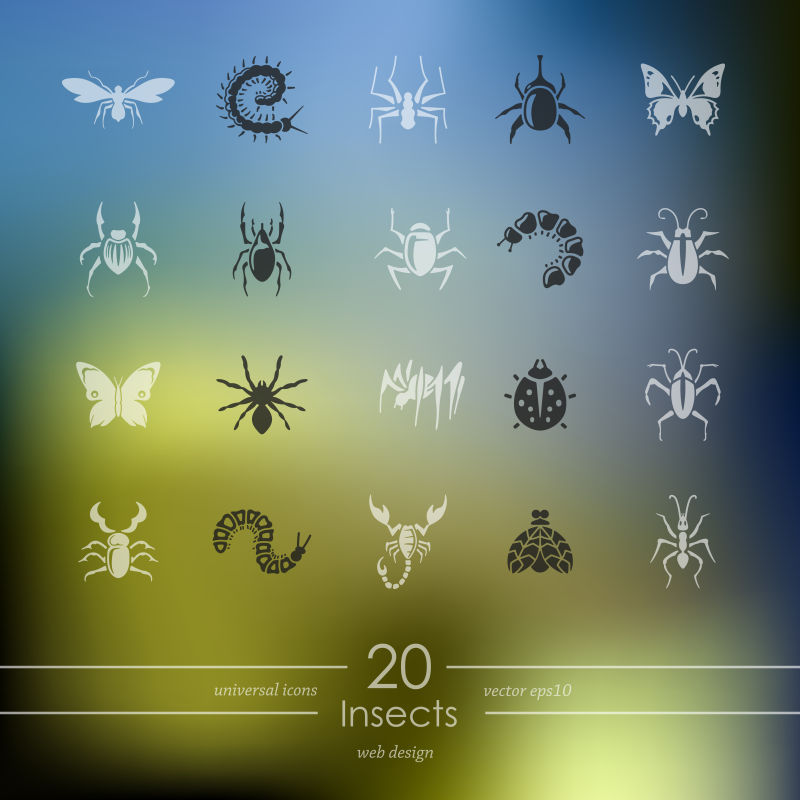 抽象矢量昆虫元素图标设计