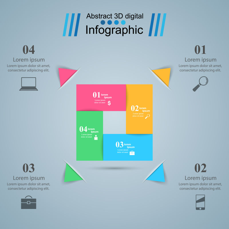矢量3D信息图形设计和营销图标