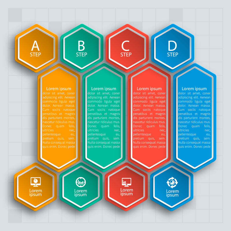 矢量四色三维商业信息图表设计