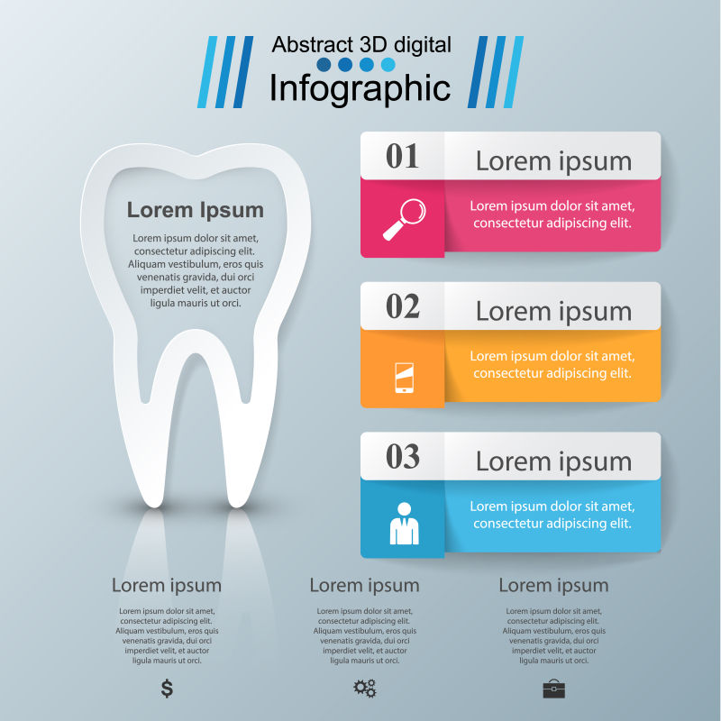 抽象矢量牙齿元素的商业信息图表设计