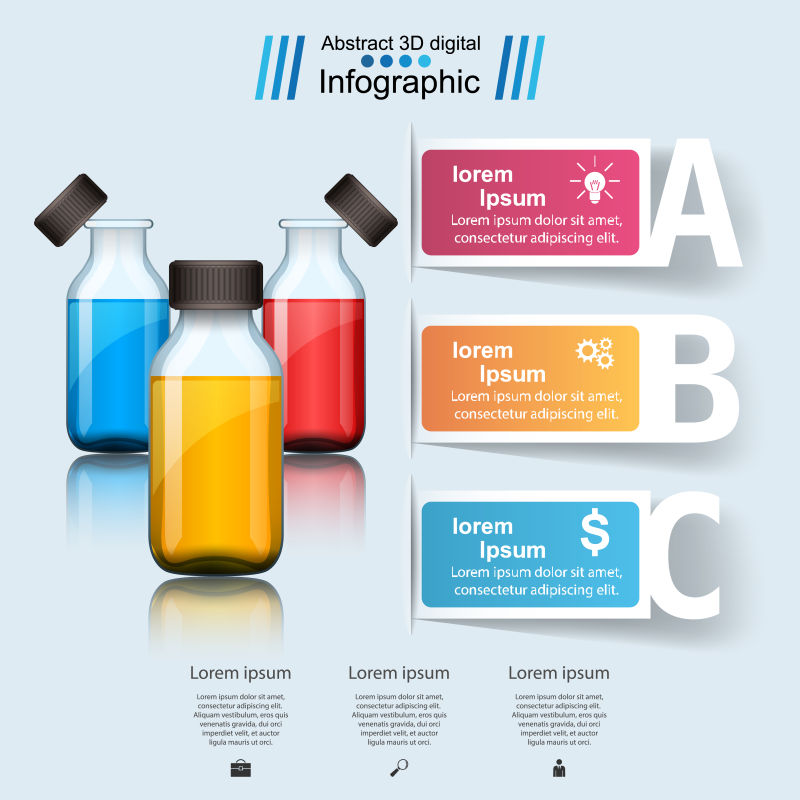 抽象药物配方概念的矢量商业信息图表设计