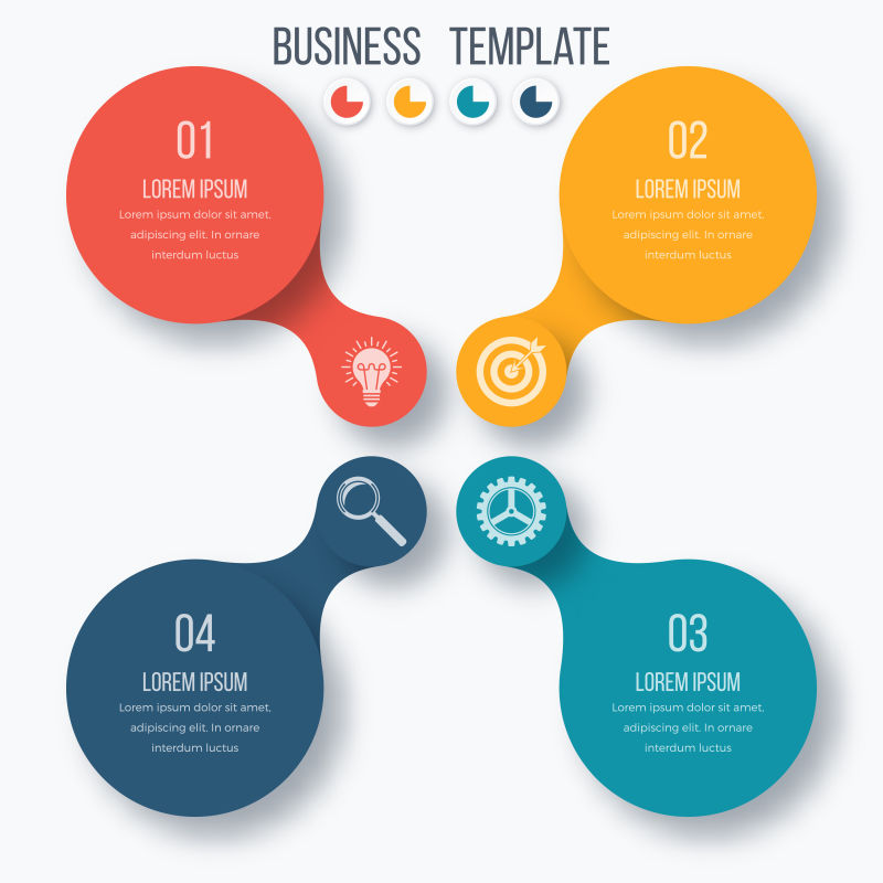 创意矢量四色商业信息图表设计