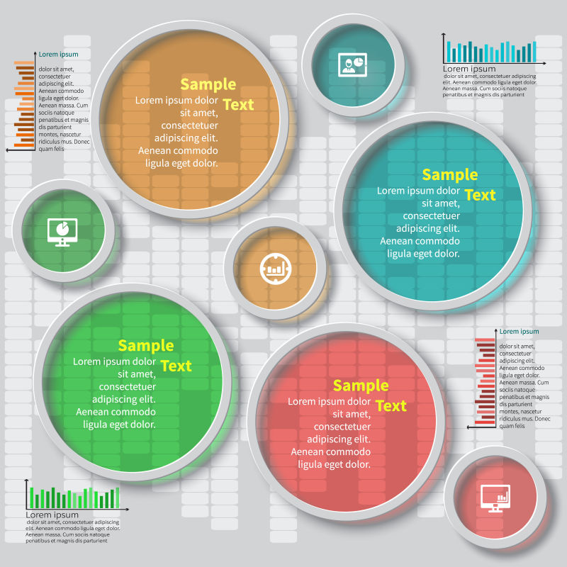 抽象矢量彩色半透明元素的信息图表设计