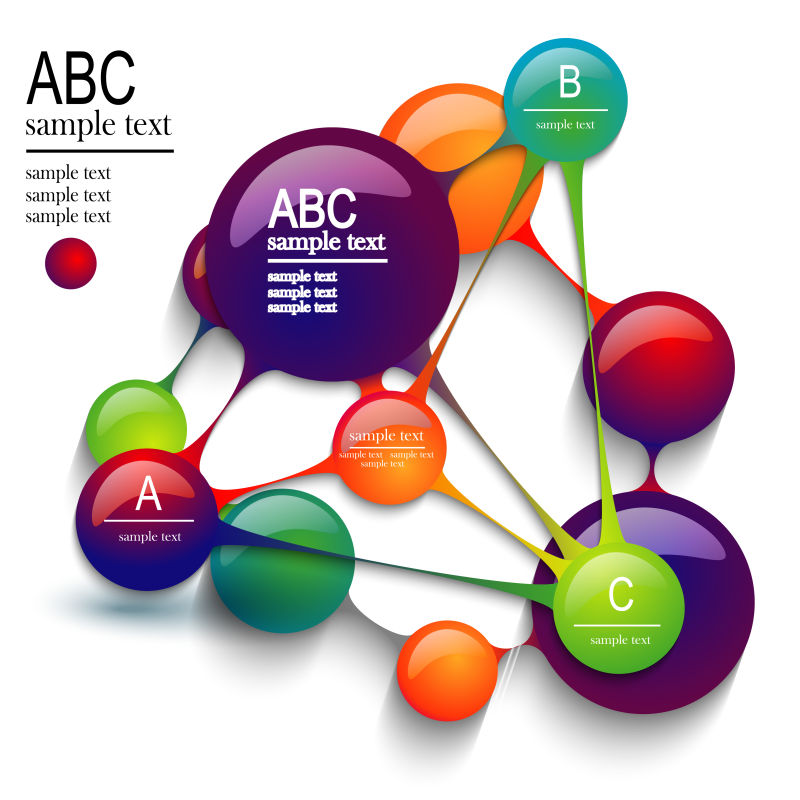创意矢量彩色基因球元素的信息图表设计