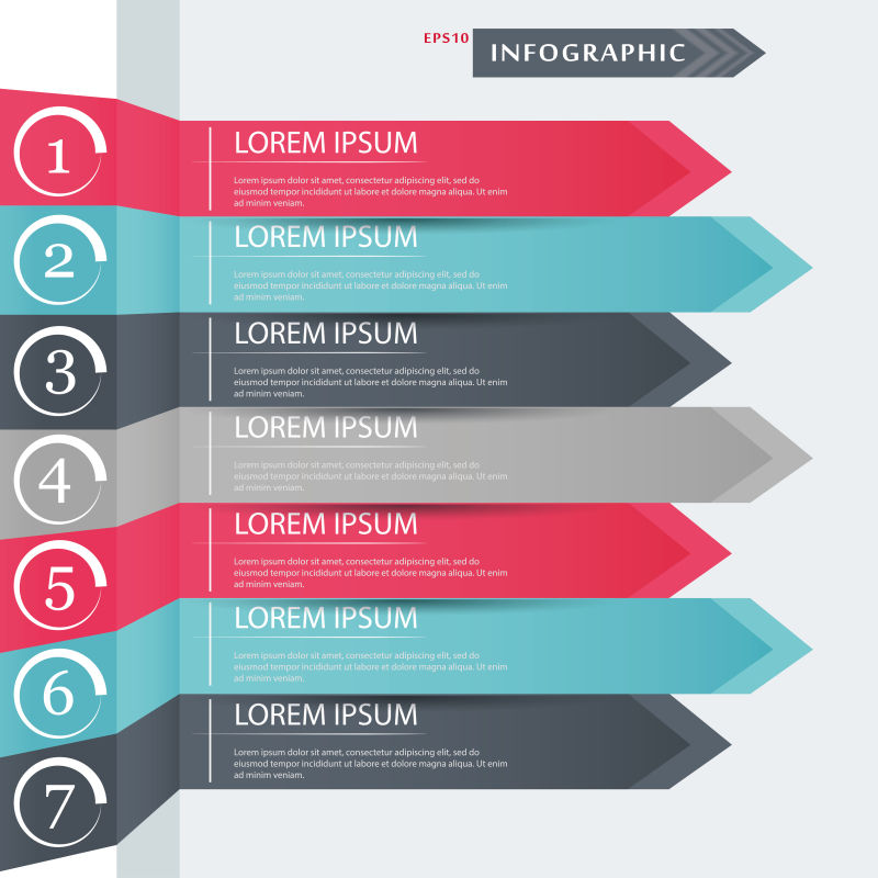 彩色箭头图案现代信息图表矢量设计