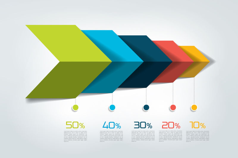 立体彩色箭头图案现代信息表矢量设计